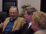 Max Baucus with Les Skramstad and Libby residents by Creator unknown