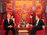 Max Baucus and Vice Premier Wang Qishan by Creator unknown