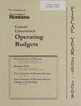 Current Unrestricted Operating Budgets, Fiscal Year 2008 by University of Montana--Missoula. Office of Administration and Finance