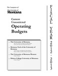 Current Unrestricted Operating Budgets, Fiscal Year 2013 by University of Montana--Missoula. Office of Administration and Finance