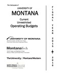 Current Unrestricted Operating Budgets, Fiscal Year 2016 by University of Montana--Missoula. Office of Administration and Finance