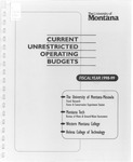 Current Unrestricted Operating Budgets, Fiscal Year 1999 by University of Montana--Missoula. Office of Administration and Finance