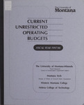 Current Unrestricted Operating Budgets, Fiscal Year 1998 by University of Montana--Missoula. Office of Administration and Finance