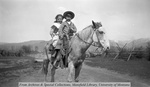 Two kids on a horse at Hellgate School by Mary Helterline Flynn