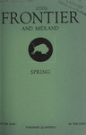 Frontier and Midland, Spring 1938 by Harold G. Merriam