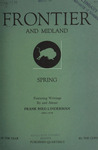 Frontier and Midland, Spring 1939 by Harold G. Merriam
