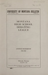 Montana High School Debating League Announcement, 1921-1922