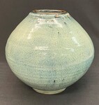 M81-011: Blue Ceramic Vase by Akira Okamoto (1929-2013)