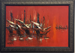 M79-040: Chinese Junks Painting by Chanhong