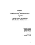 History of The Department of Mathematical Sciences at The University of Montana: A Collection of Interviews by Varoujan Bedros, Daniel F. Finch, Charles Myers, Merry Rampy, and Johnny W. Lott (editor)