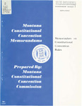 Memorandum Number 01 Supplement: Memorandum on Constitutional Convention Rules by Montana. Constitutional Convention Commission