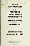 Voter Information Pamphlet for Proposed Constitutional Amendments, Referendums, and Initiatives, 1976 by Montana. Secretary of State