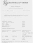 Minutes of the seventh meeting of the General Government and Constitutional Amendment Committee by Montana. Constitutional Convention (1971-1972). General Government and Constitutional Amendment Committee