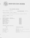 Minutes of the seventh meeting of the Local Government Committee by Montana. Constitutional Convention (1971-1972). Local Government Committee