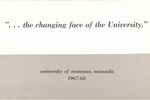 University of Montana Report of the President 1967-1968 Supplemental Material
