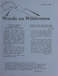 Words on Wilderness, January 14, 1987 by University of Montana (Missoula, Mont. : 1965-1994). Wilderness Institute and University of Montana (Missoula, Mont. : 1965-1994). Wilderness Studies and Information Center